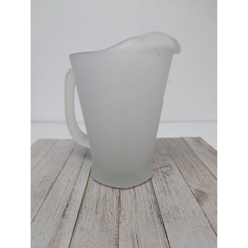 Vintage Tiara Indiana Glass Frosted Satin Glass Pitcher With Ice Lip 8 1/4"